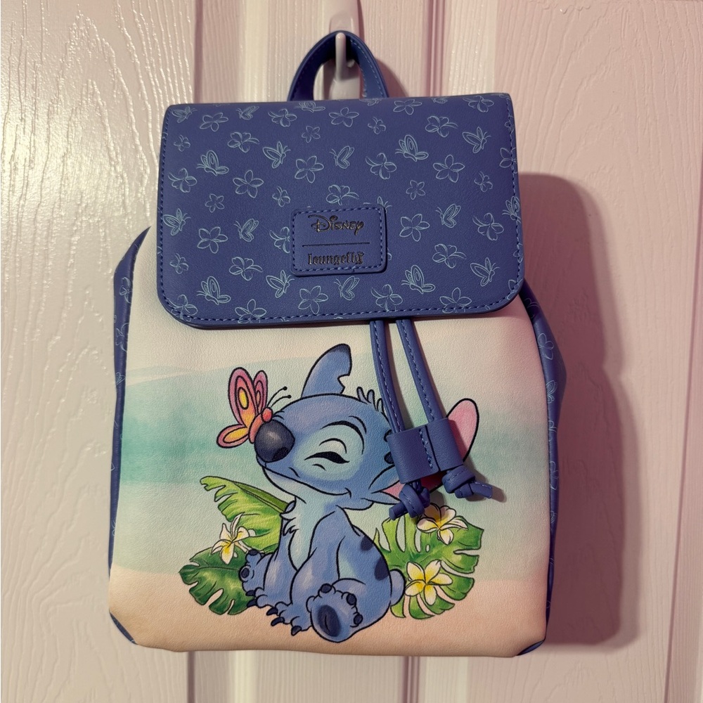 Disney Stitch Drawstring and Snap Backpack